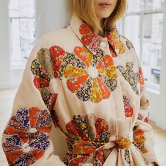 NWT SÉZANE X SEA NY NEW YORK LUDWIG QUILTED WOODSTOCK PATCHWORK FOLK COAT - Picture 2 of 4